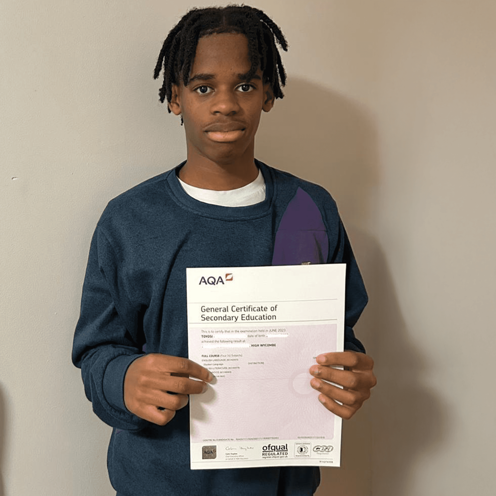Toyosi with his results